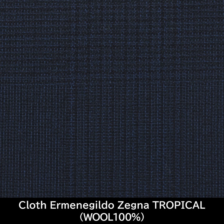 スーツセレクト 【日本製】【MEN'S】【パターンオーダー】【SLIM TAPERED】【春夏】スーツ/ネイビー×チェック/Cloth Ermenegildo Zegna TROPICAL(WOOL100%) ネイビー系(紺)