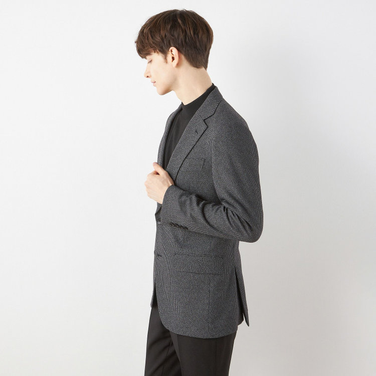 シルバーライン 【CLASSICO TAPERED】【秋冬】コーディネートパンツ付き/2釦シングルスーツ 1タック/グレー×ハウンドトゥース+ブラックソリッドパンツ/ウエストムーブ/4S SUSTAINABILITY&ECOLOGY FABRIC/※パンツ裾上げ済仕様 グレー中間