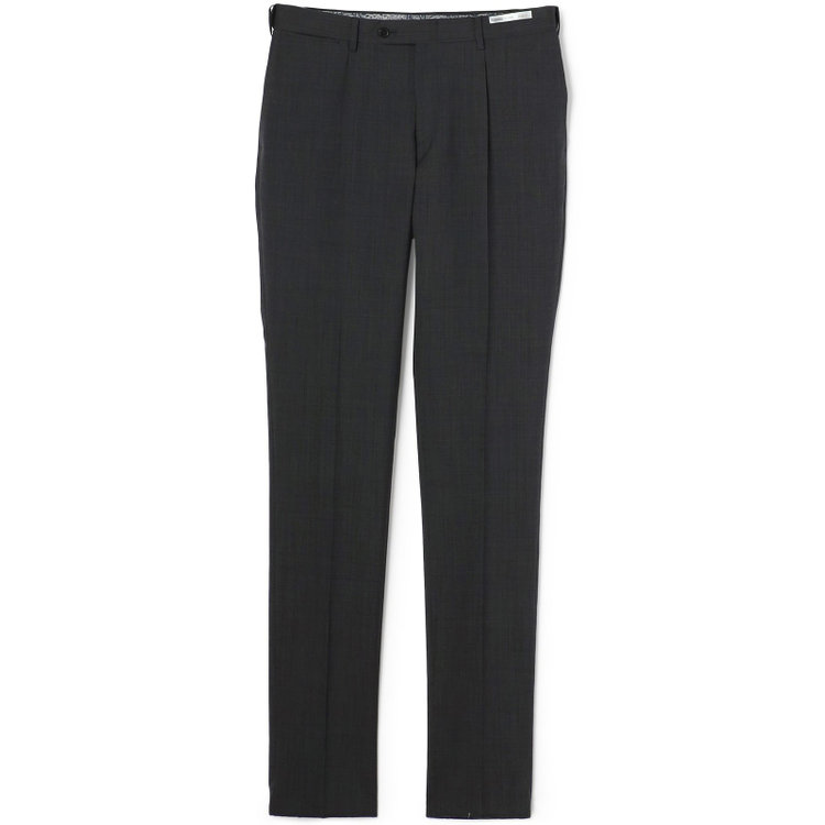 シルバーライン 【CLASSICO TAPERED】【春夏】ウール 1タックテーパードパンツ/グレー×ソリッド/ウエストムーブ/ウォッシャブル/※裾上げ必要 グレー濃色