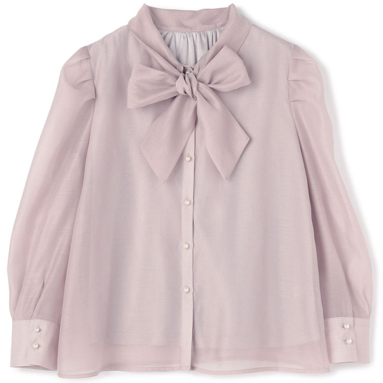 スーツセレクト 【Lady Like BLOUSE】【長袖】ボウタイブラウス/グレイッシュピンク 赤淡色