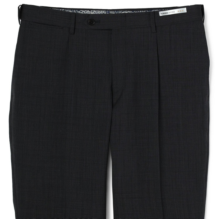 シルバーライン 【CLASSICO TAPERED】【春夏】ウール 1タックテーパードパンツ/グレー×ソリッド/ウエストムーブ/ウォッシャブル/※裾上げ必要 グレー濃色