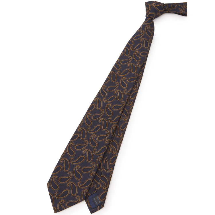 シルバーライン 【発送在庫あり】【SILVER LINE】シルクコットンペイズリーネクタイ 8.5cm幅/ネイビー×ブラウン/ITALIAN FABRICS その他