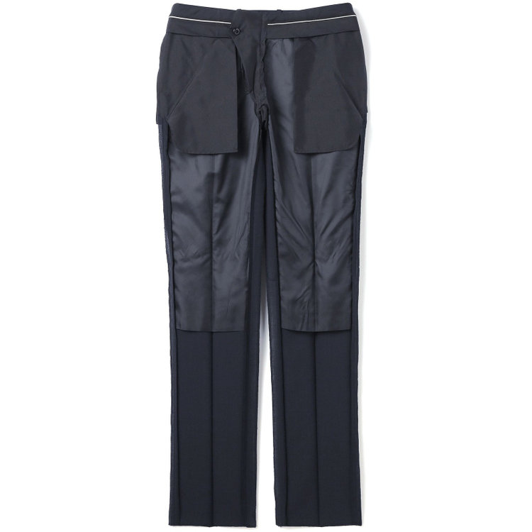 ブラックライン 【KSW】【春夏】スペアパンツ付き/2釦シングルスーツ 0タック/ネイビー×チェック/WASHABLE SUIT/※パンツ裾直し必要 紺中間