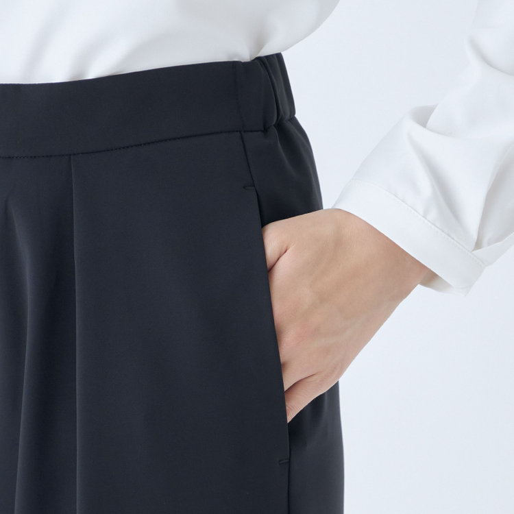 シルバーライン 【SL】【年間】1タックワイドストレートパンツ/ネイビー/ウォッシャブル/※裾上げ済仕様 紺中間