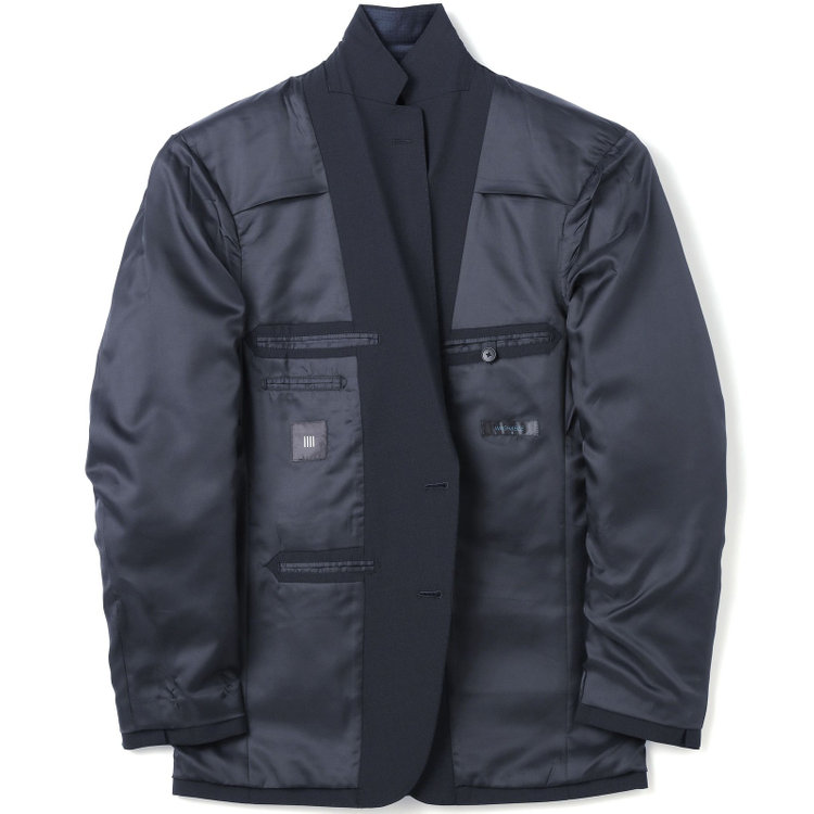 ブラックライン 【KSW】【春夏】スペアパンツ付き/2釦シングルスーツ 0タック/ネイビー×チェック/WASHABLE SUIT/※パンツ裾直し必要 紺中間