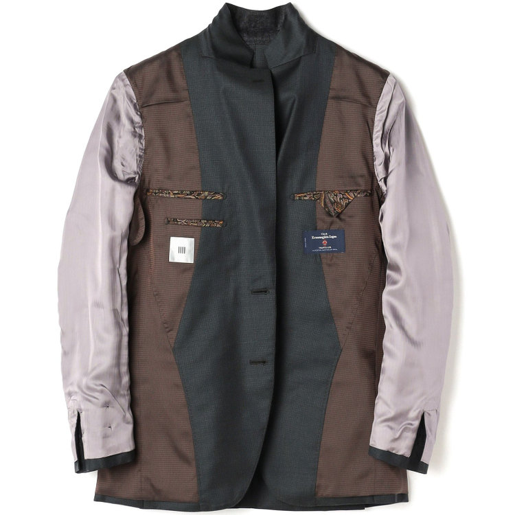 シルバーライン 【CLASSICO TAPERED】【秋冬】2釦シングルスーツ 1タック/ダークグリーン ×メランジ調ハウンドトゥース柄/ウエストムーブ/Ermenegildo Zegna Traveller /※裾上げ必要 緑濃色