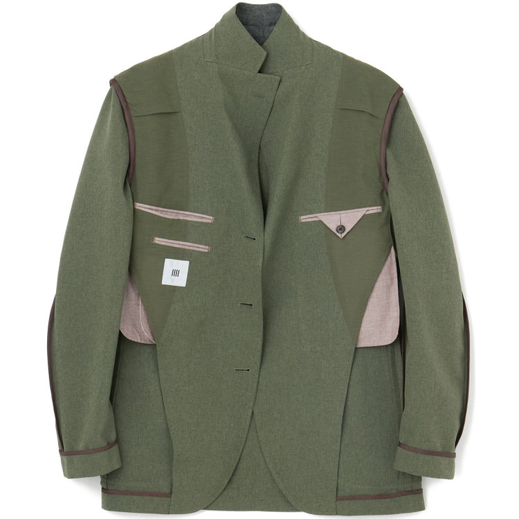 シルバーライン 【RBC】【春夏】3釦段返りシングルスーツ 2タック/カーキ/パッチポケット/ドローコード&ウエストシャーリング/※パンツ裾上げ済仕様 緑中間