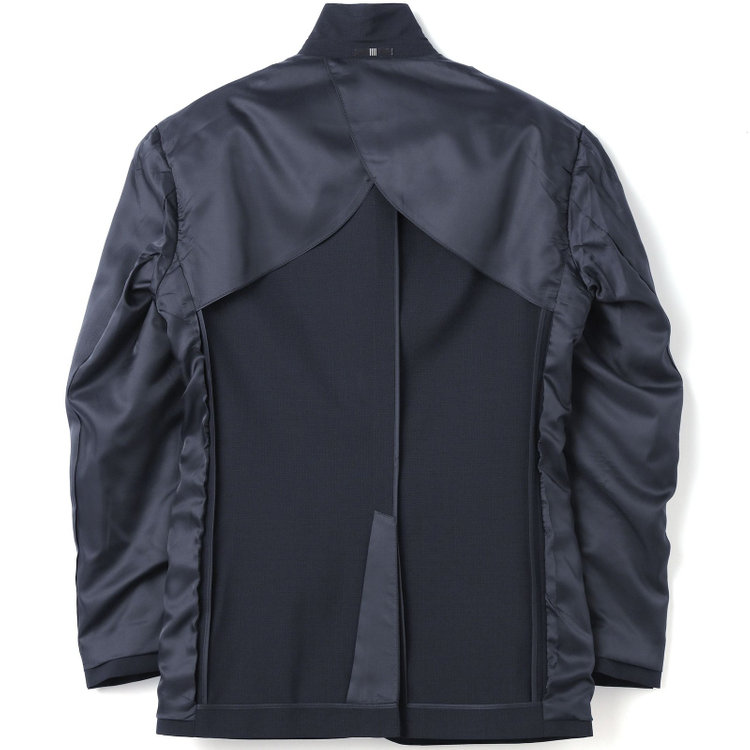 ブラックライン 【KSW】【春夏】スペアパンツ付き/2釦シングルスーツ 0タック/ネイビー×チェック/WASHABLE SUIT/※パンツ裾直し必要 紺中間