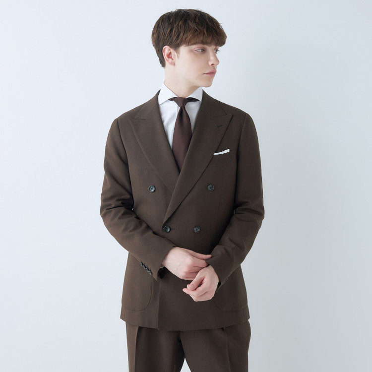 シルバーライン 【RBC】【春夏】6釦2掛けダブルジャケット/ブラウン/パッチポケット/4S SUSTAINABILITY&ECOLOGY FABRIC 茶中間