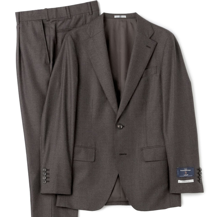 シルバーライン 【発送在庫あり】【CLASSICO TAPERED】【秋冬】2釦シングルスーツ 1タック/ブラウン/Ermenegildo Zegna LOOP woven in italy/※裾上げ必要 茶濃色
