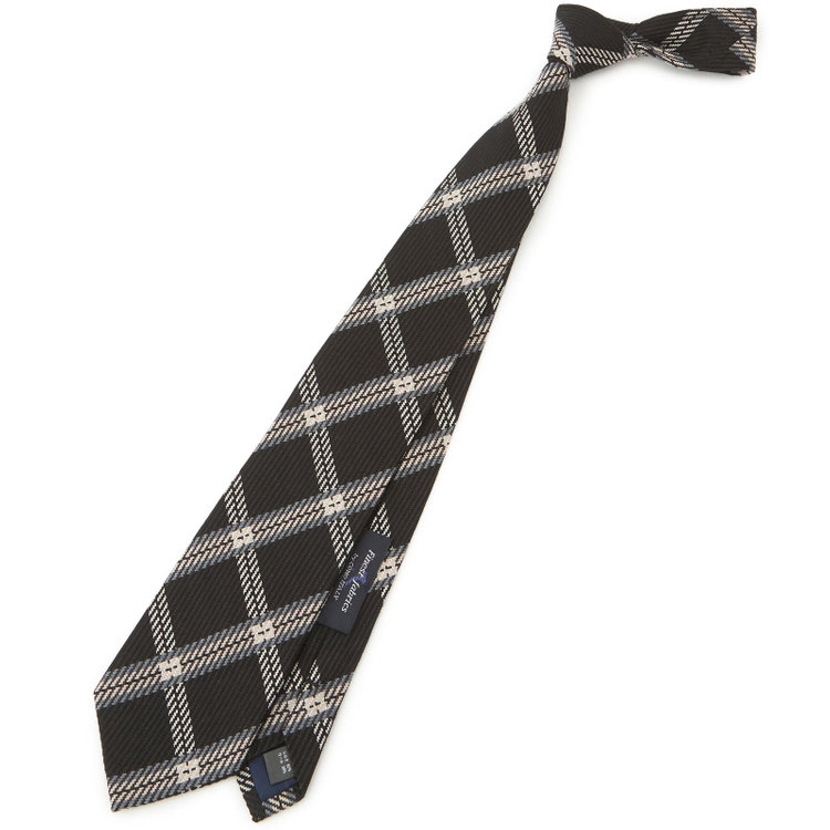 シルバーライン 【SILVER LINE】シルクウールチェックネクタイ 8.5cm幅/ブラック/Finest fabrics by COMO ITALY その他