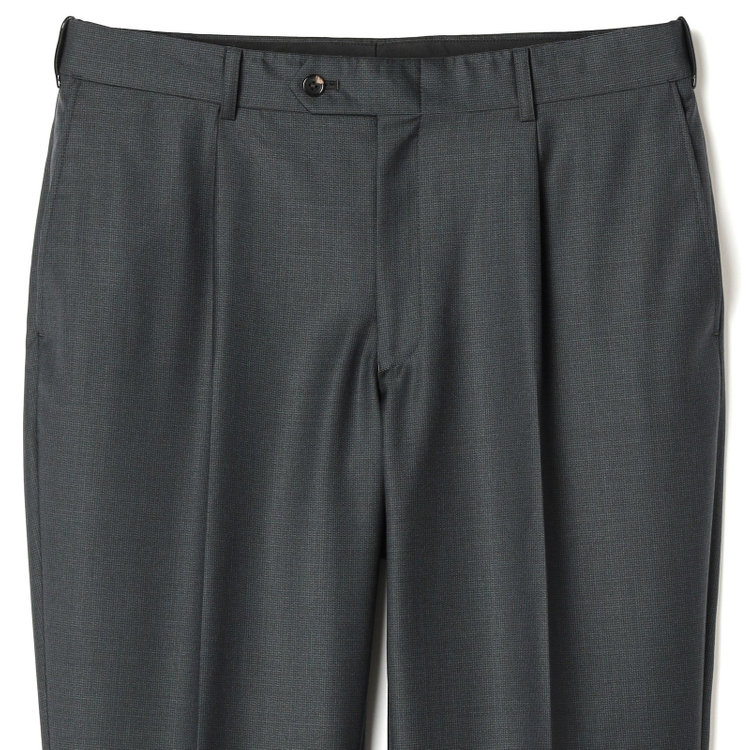 シルバーライン 【CLASSICO TAPERED】【秋冬】2釦シングルスーツ 1タック/ダークグリーン ×メランジ調ハウンドトゥース柄/ウエストムーブ/Ermenegildo Zegna Traveller /※裾上げ必要 緑濃色