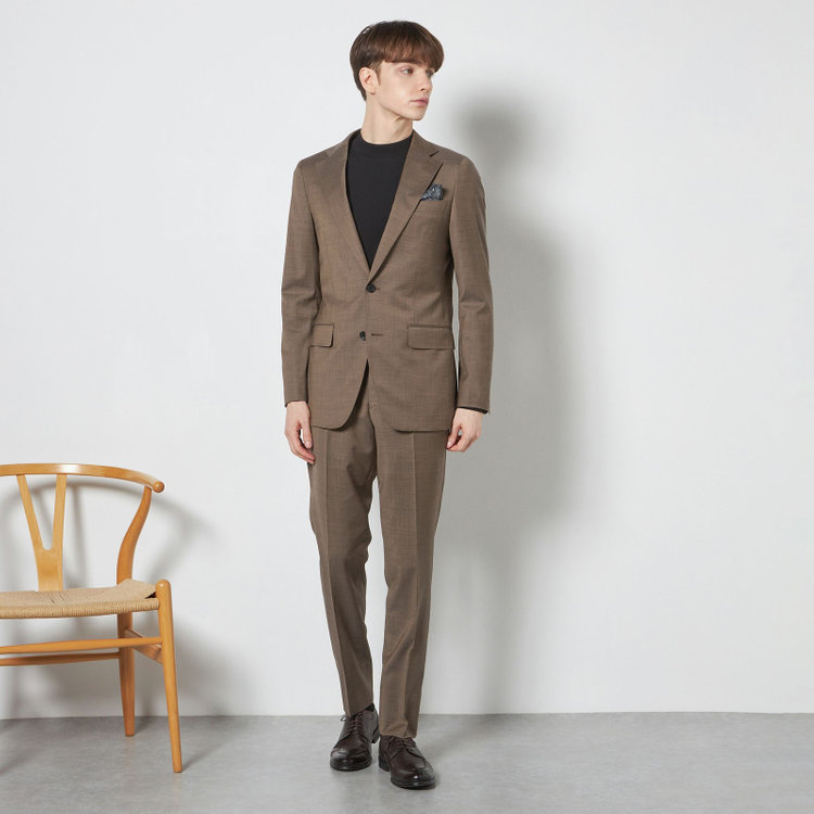 シルバーライン 【CLASSICO TAPERED】【春夏】2釦シングルスーツ 1タック/ブラウン/ウエストムーブ/REDA ACTIVE/NEW ZEALAND MERINO/SHOWER CLEAN/※パンツ裾上げ済仕様 茶淡色