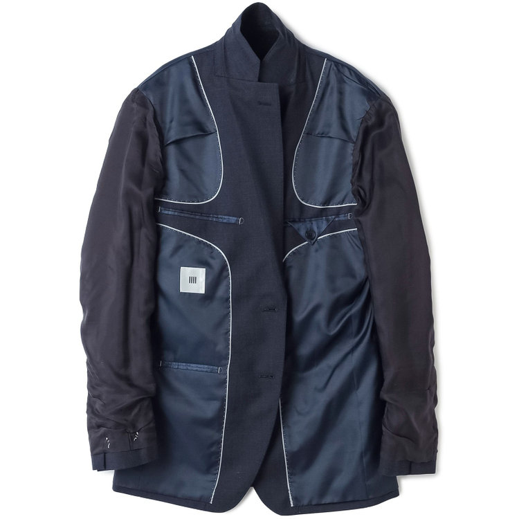 シルバーライン 【CLASSICO TAPERED】【年間】2釦シングルスリーピーススーツ 1タック/ネイビー×ピンドット/※裾上げ必要 紺中間