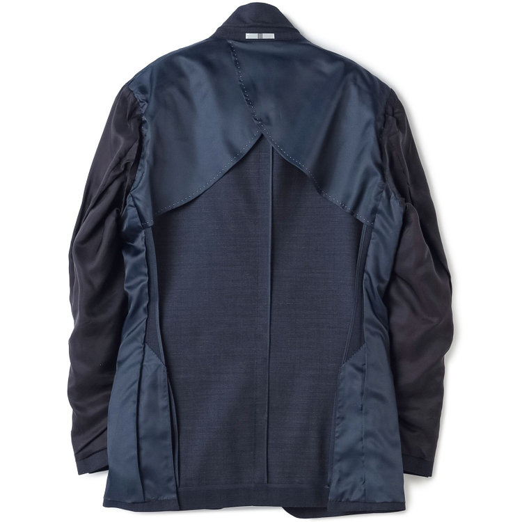 シルバーライン 【CLASSICO TAPERED】【年間】2釦シングルスリーピーススーツ 1タック/ネイビー×ピンドット/※裾上げ必要 紺中間