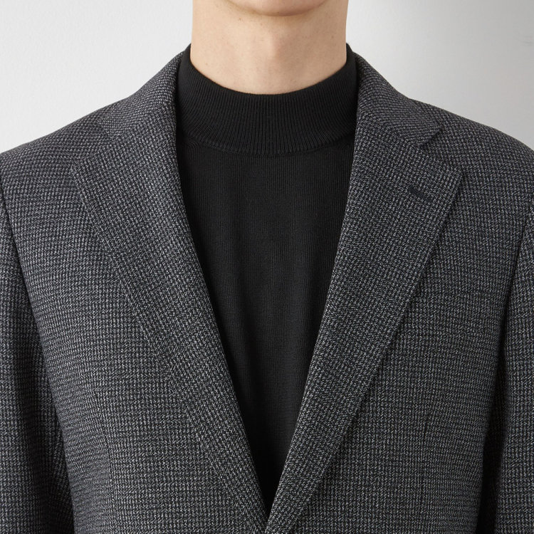 シルバーライン 【CLASSICO TAPERED】【秋冬】コーディネートパンツ付き/2釦シングルスーツ 1タック/グレー×ハウンドトゥース+ブラックソリッドパンツ/ウエストムーブ/4S SUSTAINABILITY&ECOLOGY FABRIC/※パンツ裾上げ済仕様 グレー中間