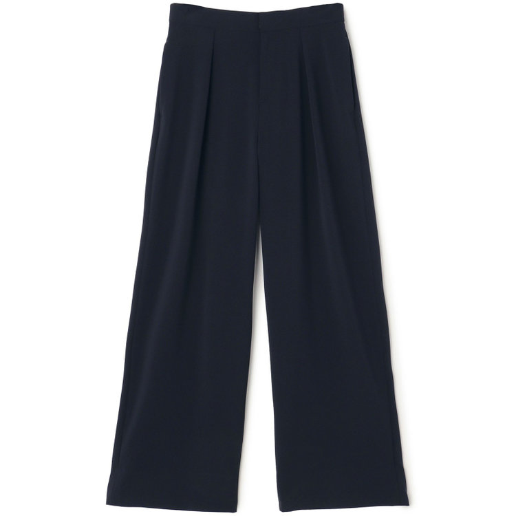 シルバーライン 【SL】【年間】1タックワイドストレートパンツ/ネイビー/ウォッシャブル/※裾上げ済仕様 紺中間