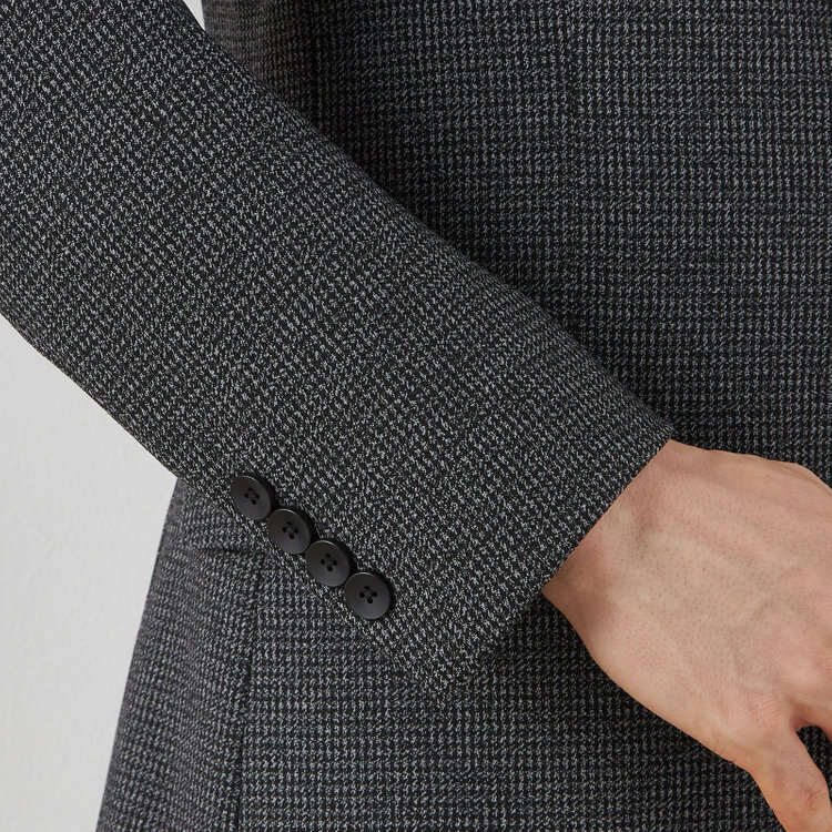 シルバーライン 【CLASSICO TAPERED】【秋冬】コーディネートパンツ付き/2釦シングルスーツ 1タック/グレー×ハウンドトゥース+ブラックソリッドパンツ/ウエストムーブ/4S SUSTAINABILITY&ECOLOGY FABRIC/※パンツ裾上げ済仕様 グレー中間