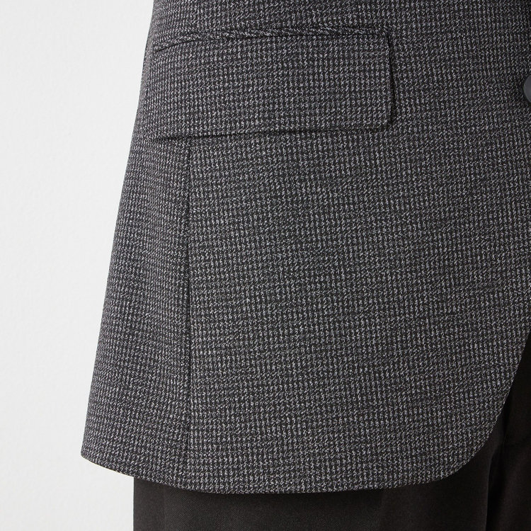 シルバーライン 【CLASSICO TAPERED】【秋冬】コーディネートパンツ付き/2釦シングルスーツ 1タック/グレー×ハウンドトゥース+ブラックソリッドパンツ/ウエストムーブ/4S SUSTAINABILITY&ECOLOGY FABRIC/※パンツ裾上げ済仕様 グレー中間