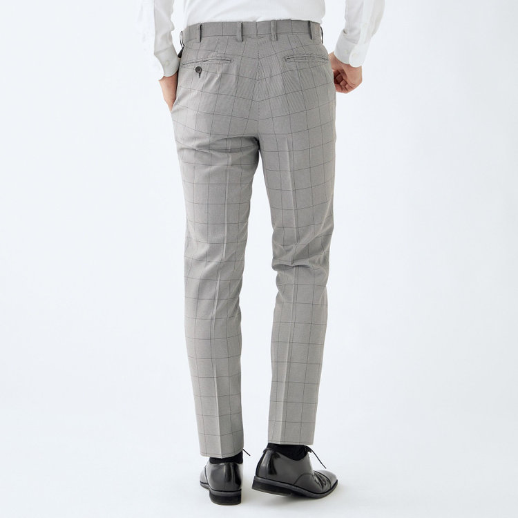 シルバーライン 【CLASSICO TAPERED】【春夏】コーディネートパンツ付き/2釦シングルスーツ 1タック/グレー×チェック+ブラックソリッドパンツ/ウエストムーブ/4S SUSTAINABILITY/BREATH EFFECT AIR/※パンツ裾上げ済仕様 グレー淡色