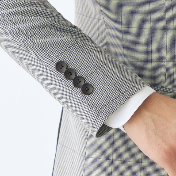 シルバーライン 【CLASSICO TAPERED】【春夏】コーディネートパンツ付き/2釦シングルスーツ 1タック/グレー×チェック+ブラックソリッドパンツ/ウエストムーブ/4S SUSTAINABILITY/BREATH EFFECT AIR/※パンツ裾上げ済仕様 グレー淡色