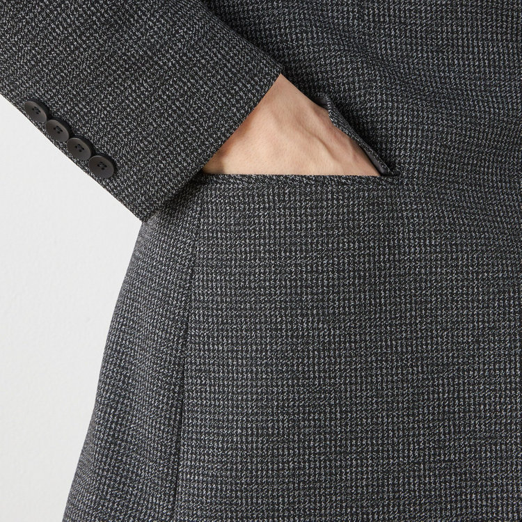 シルバーライン 【CLASSICO TAPERED】【秋冬】コーディネートパンツ付き/2釦シングルスーツ 1タック/グレー×ハウンドトゥース+ブラックソリッドパンツ/ウエストムーブ/4S SUSTAINABILITY&ECOLOGY FABRIC/※パンツ裾上げ済仕様 グレー中間
