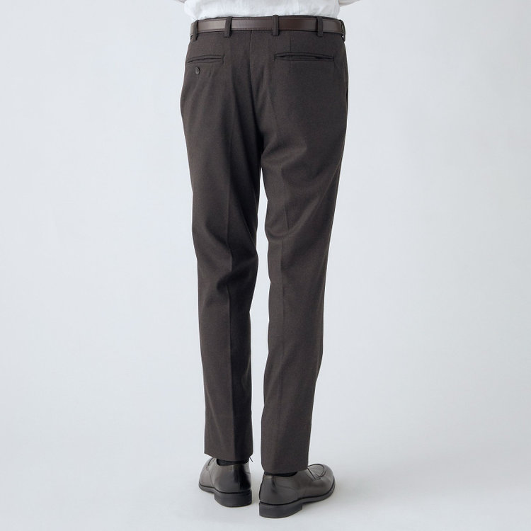 シルバーライン 【CLASSICO TAPERED】【秋冬】1タックテーパードパンツ/ブラウン/ウエストムーブ仕様/4S SUSTAINABILITY&ECOLOGY FABRIC/※裾上げ済仕様 茶中間