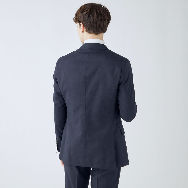 シルバーライン 【CLASSICO TAPERED】【年間】2釦シングルスリーピーススーツ 1タック/ネイビー×ピンドット/※裾上げ必要 紺中間