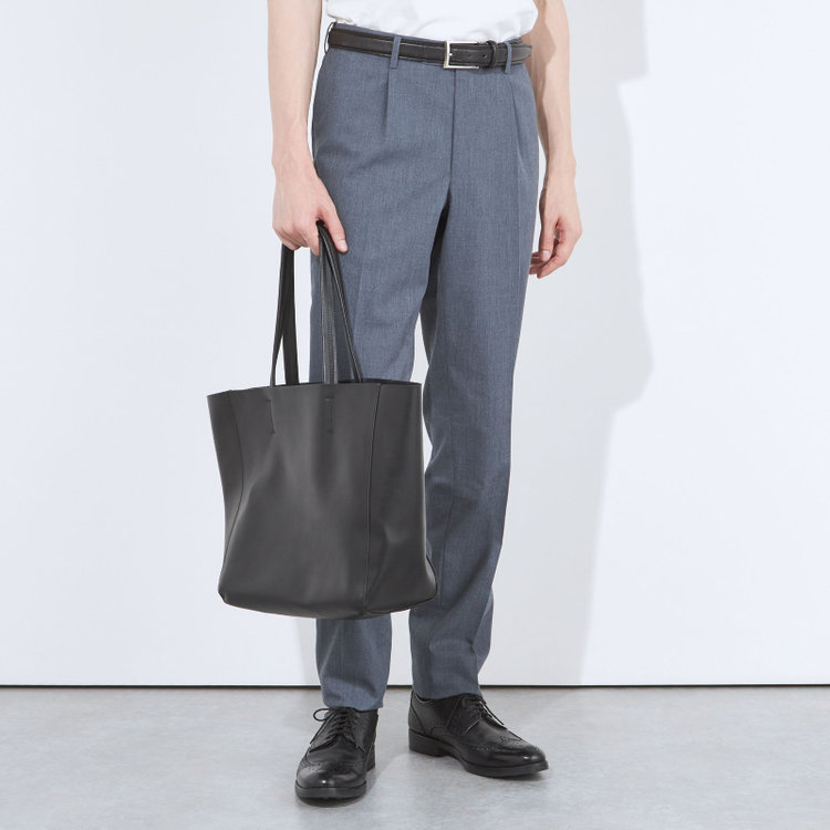 シルバーライン 【CLASSICO TAPERED】【春夏】1タックテーパードパンツ/ネイビー/ウエストムーブ仕様/ウォシャブル/「氷撃」冷感PRINT/※裾直し必要 グレー中間