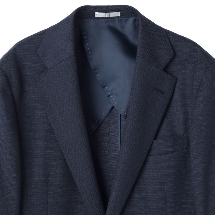 シルバーライン 【CLASSICO TAPERED】【年間】2釦シングルスリーピーススーツ 1タック/ネイビー×ピンドット/※裾上げ必要 紺中間