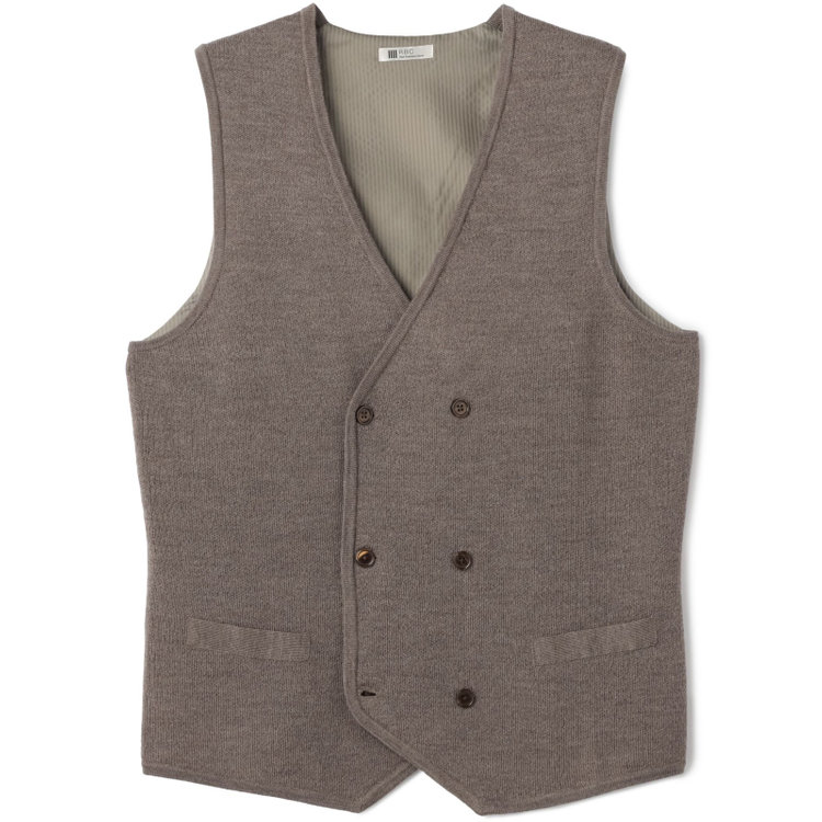 スーツセレクト 【RBC】【秋冬】ミラノリブ ニットダブルジレ(ベスト)/ブラウン 茶淡色