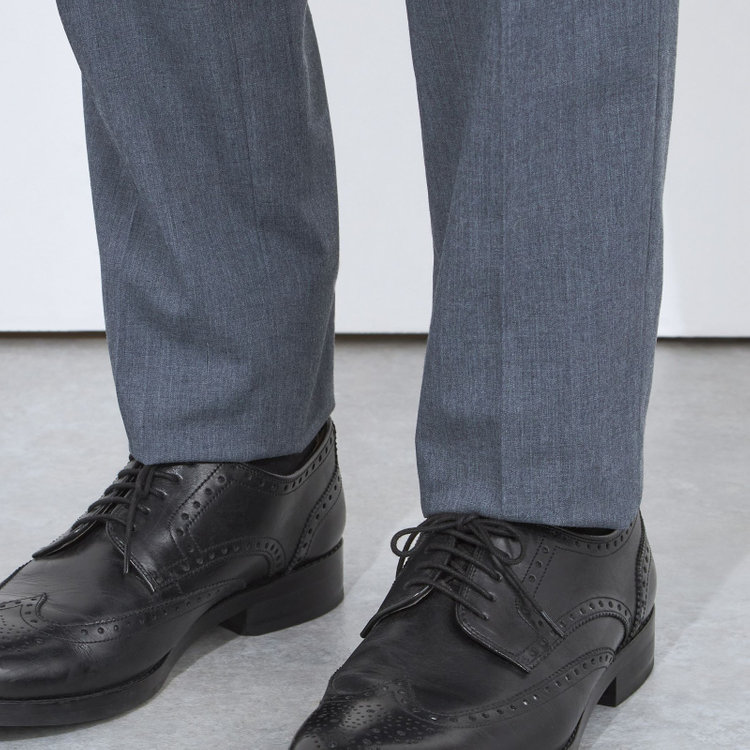 シルバーライン 【CLASSICO TAPERED】【春夏】1タックテーパードパンツ/ネイビー/ウエストムーブ仕様/ウォシャブル/「氷撃」冷感PRINT/※裾直し必要 グレー中間