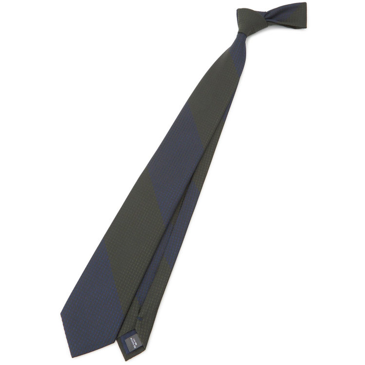 ブラックライン 【BLACK LINE】シルクブレンドストライプネクタイ 7.5cm幅/グリーン×ネイビー その他
