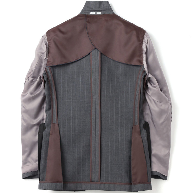 シルバーライン 【CLASSICO TAPERED】【春夏】3釦段返りシングルスーツ 2タック/グレー×シャドーストライプ/ウエストムーブ/MARZOTTO/※パンツ裾直し必要 グレー中間