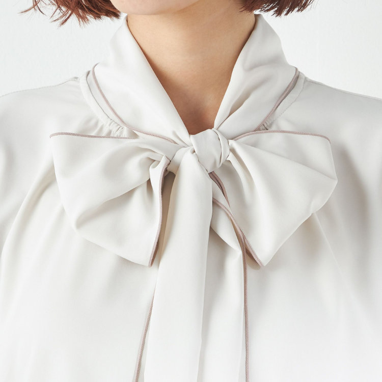 スーツセレクト 【SUIT SELECT×Samantha Thavasa】【長袖】前後2WAYボウタイブラウス/ベージュ/「ウォッシャブル可能」「2WAYストレッチ」「防シワ」「UV加工」「接触冷感」「透け軽減」 茶淡色