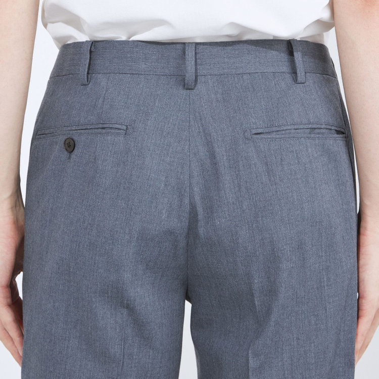 シルバーライン 【CLASSICO TAPERED】【春夏】1タックテーパードパンツ/ネイビー/ウエストムーブ仕様/ウォシャブル/「氷撃」冷感PRINT/※裾直し必要 グレー中間