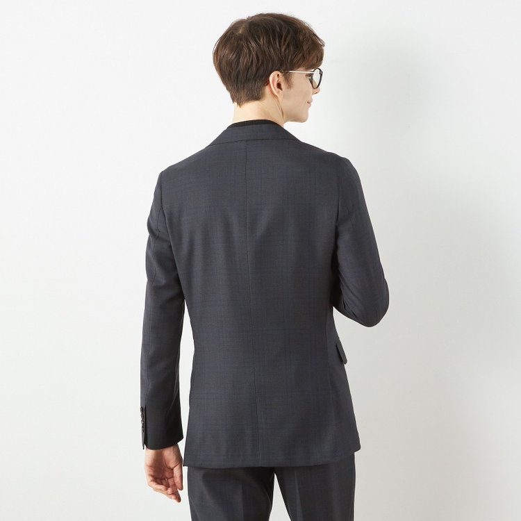 シルバーライン 【CLASSICO TAPERED】【秋冬】2釦シングルスーツ 1タック/ダークグレー×チェック/ウエストムーブ/Ermenegildo Zegna TRAVELLER woven in italy/※裾上げ必要 グレー濃色