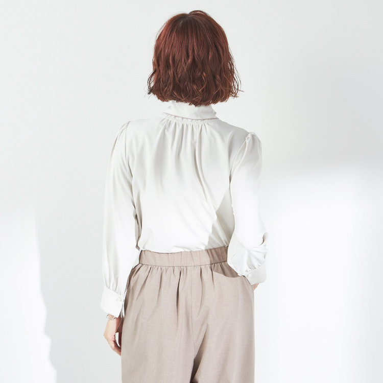 スーツセレクト 【SUIT SELECT×Samantha Thavasa】【長袖】前後2WAYボウタイブラウス/ベージュ/「ウォッシャブル可能」「2WAYストレッチ」「防シワ」「UV加工」「接触冷感」「透け軽減」 茶淡色