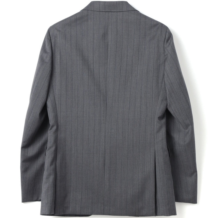 シルバーライン 【CLASSICO TAPERED】【春夏】3釦段返りシングルスーツ 2タック/グレー×シャドーストライプ/ウエストムーブ/MARZOTTO/※パンツ裾直し必要 グレー中間