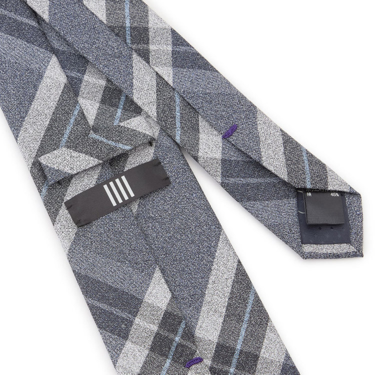 ブラックライン 【発送在庫あり】【BLACK LINE】シルクブレンドチェックネクタイ 7.5cm幅/ネイビー×グレー その他