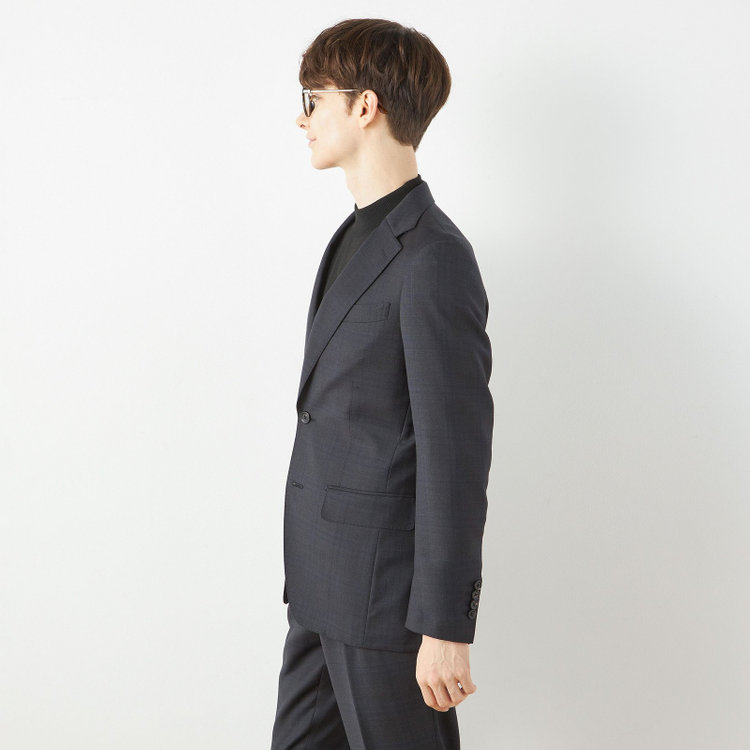 シルバーライン 【CLASSICO TAPERED】【秋冬】2釦シングルスーツ 1タック/ダークグレー×チェック/ウエストムーブ/Ermenegildo Zegna TRAVELLER woven in italy/※裾上げ必要 グレー濃色