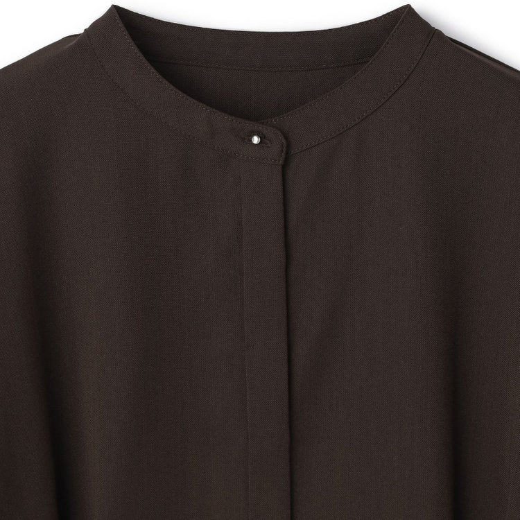 シルバーライン 【発送在庫あり】【SL/長袖】バンドカラー比翼ブラウス/ブラウン 茶中間