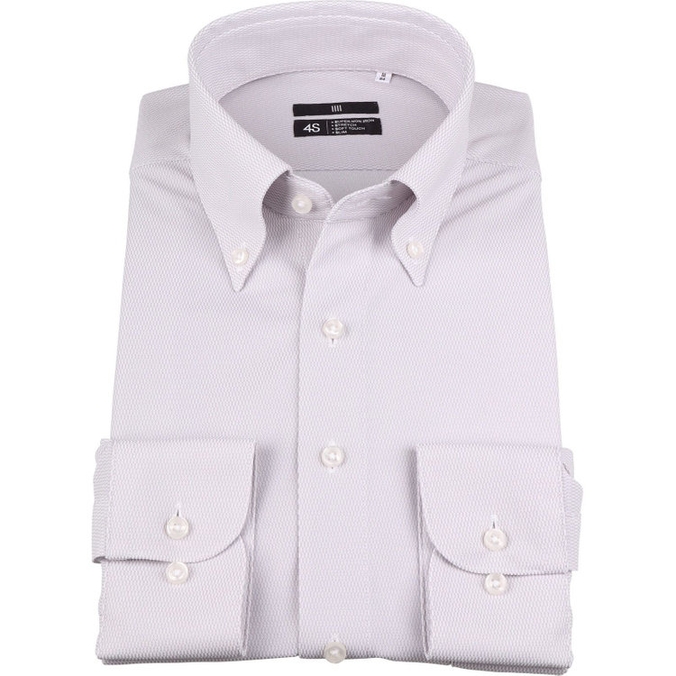 ブラックライン 【BL】ボタンダウンワイシャツ/グレー×ドビー/「4S」スーパーノンアイロン・ストレッチ グレー中間