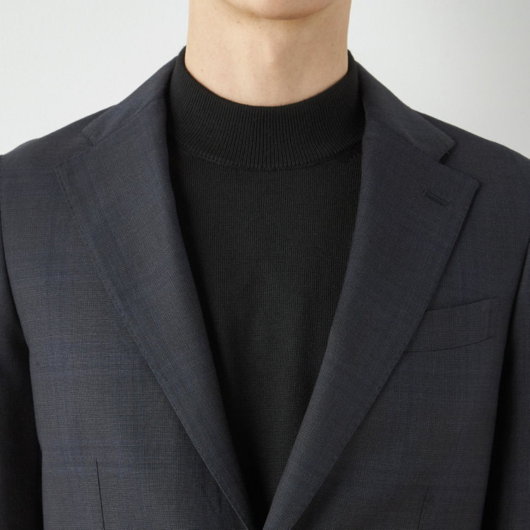 シルバーライン 【CLASSICO TAPERED】【秋冬】2釦シングルスーツ 1タック/ダークグレー×チェック/ウエストムーブ/Ermenegildo Zegna TRAVELLER woven in italy/※裾上げ必要 グレー濃色