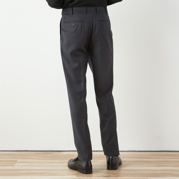 シルバーライン 【CLASSICO TAPERED】【秋冬】2釦シングルスーツ 1タック/ダークグレー×チェック/ウエストムーブ/Ermenegildo Zegna TRAVELLER woven in italy/※裾上げ必要 グレー濃色