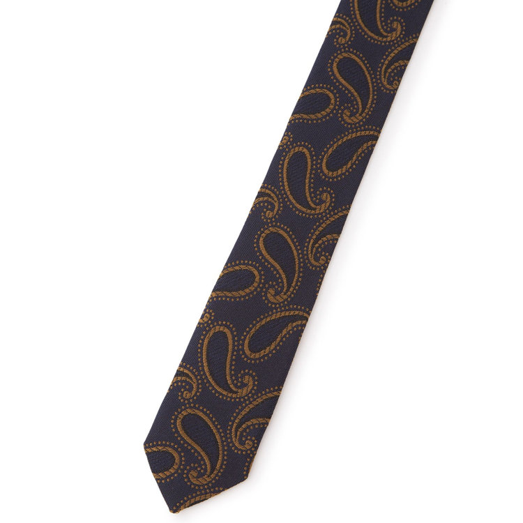 シルバーライン 【発送在庫あり】【SILVER LINE】シルクコットンペイズリーネクタイ 8.5cm幅/ネイビー×ブラウン/ITALIAN FABRICS その他