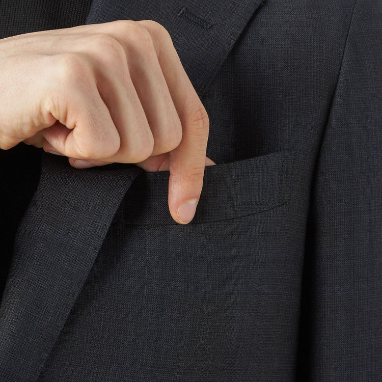 シルバーライン 【CLASSICO TAPERED】【秋冬】2釦シングルスーツ 1タック/ダークグレー×チェック/ウエストムーブ/Ermenegildo Zegna TRAVELLER woven in italy/※裾上げ必要 グレー濃色