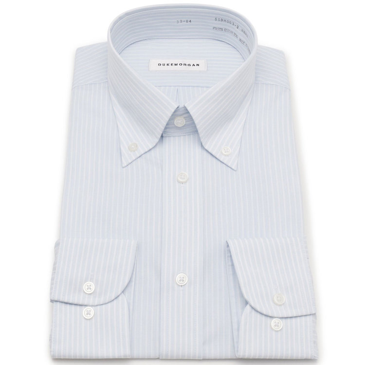 ソノタ 【発送在庫あり】【形態安定】ボタンダウンワイシャツ/ブルー×ホワイトストライプ 紺淡色