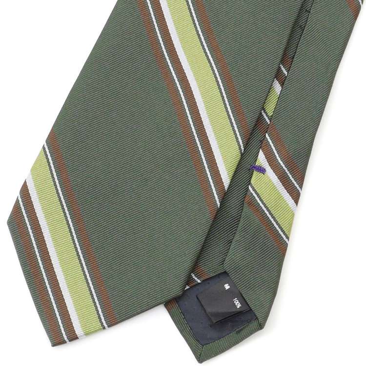 シルバーライン 【SILVER LINE】シルクストライプネクタイ 8.0cm幅/グリーン×ライトグリーン×ブラウン その他