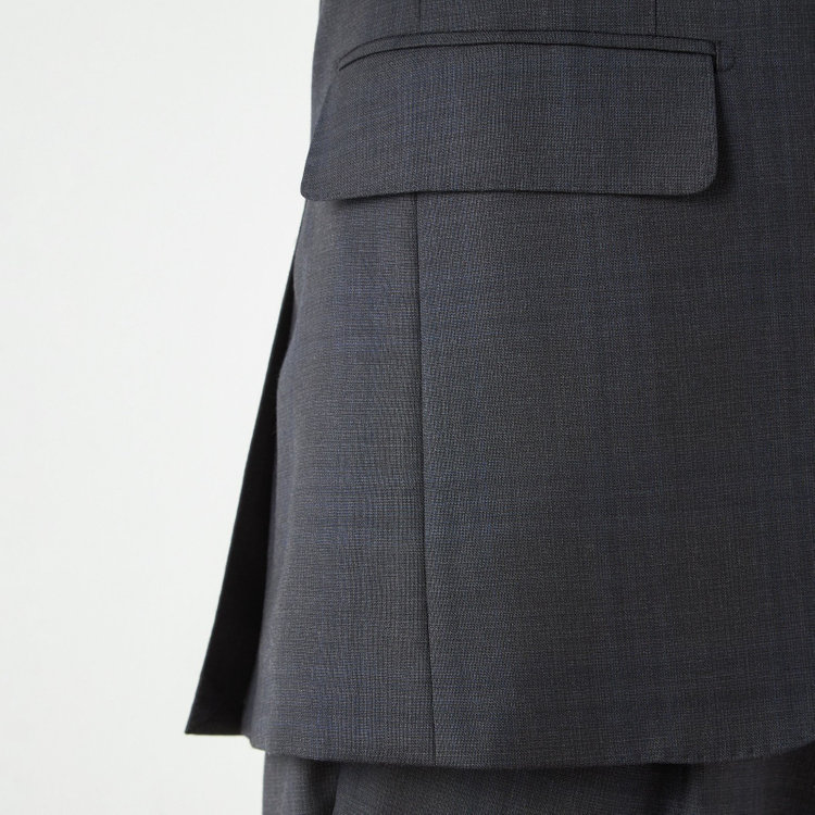 シルバーライン 【CLASSICO TAPERED】【秋冬】2釦シングルスーツ 1タック/ダークグレー×チェック/ウエストムーブ/Ermenegildo Zegna TRAVELLER woven in italy/※裾上げ必要 グレー濃色